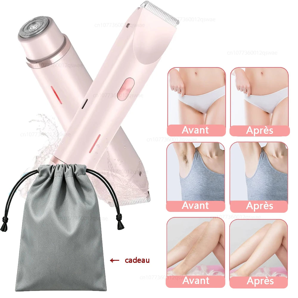Electric Shaver for Woman Double Head Dual Purpose Female Razor Body Epilator Leg Underarm Bikini Electric Hair Remover Trimmer