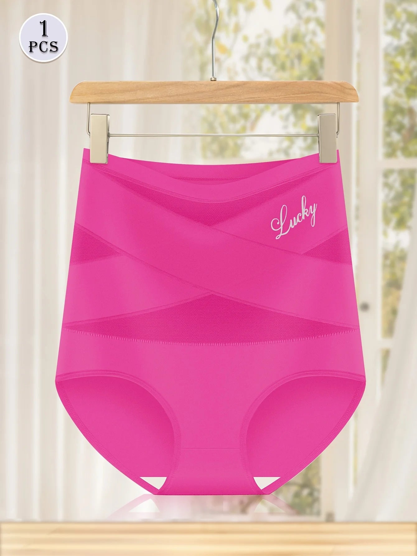 1pcs High Waisted Women's Panties Breathable Mesh Cross Tummy Cinching Ice Silk No Trace Triangle Panties Tummy Tuck Shape